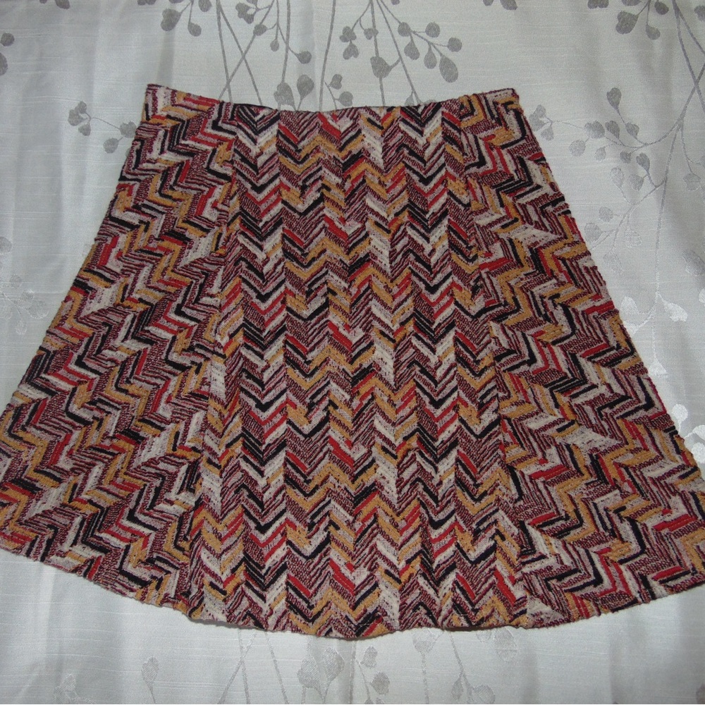 Zara Brown and Orange Mini A-Line Skirt
